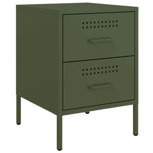 vidaXL Table de chevet vert olive 36x39x50,5 cm acier