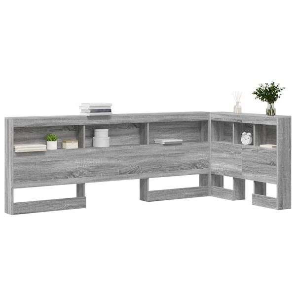 vidaXL T&ecirc;te de lit de rangement Gris Sonoma 90 cm Bois d'ing&eacute;nierie