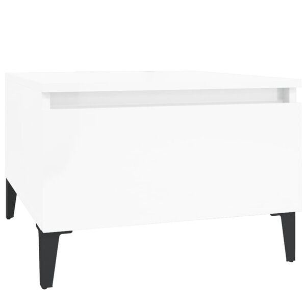 vidaXL Table d'appoint Blanc brillant 50x46x35 cm Bois d'ingénierie