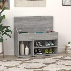 vidaXL Banc &agrave; chaussures Sonoma gris 80x30x45 cm Bois d'ing&eacute;nierie