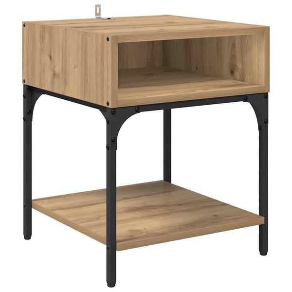 vidaXL Table de chevet Ch&ecirc;ne artisanal 40 x 40 x 50 cm