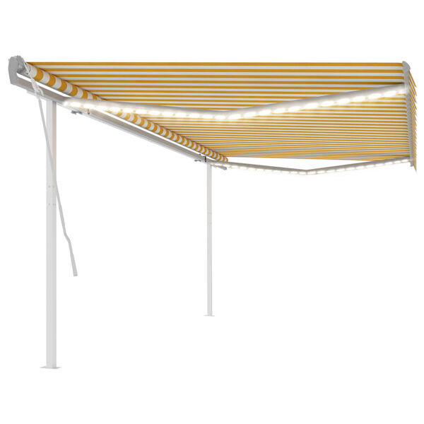 vidaXL Auvent manuel rétractable avec LED 5x3,5 m Jaune et blanc