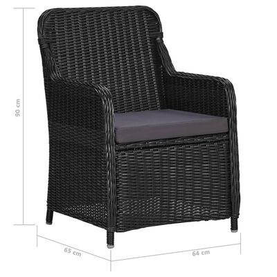 vidaXL Ensemble à manger d'extérieur 9 pcs Résine tressée Noir