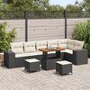 vidaXL Ensemble de canap&eacute; de jardin avec coussin 9 pcs Noir et Cr&egrave;me