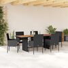 vidaXL Ensemble &agrave; manger de jardin coussins 7pcs Noir R&eacute;sine tress&eacute;e