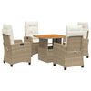 vidaXL Ensemble &agrave; manger de jardin avec coussins 5pcs Beige poly rotin