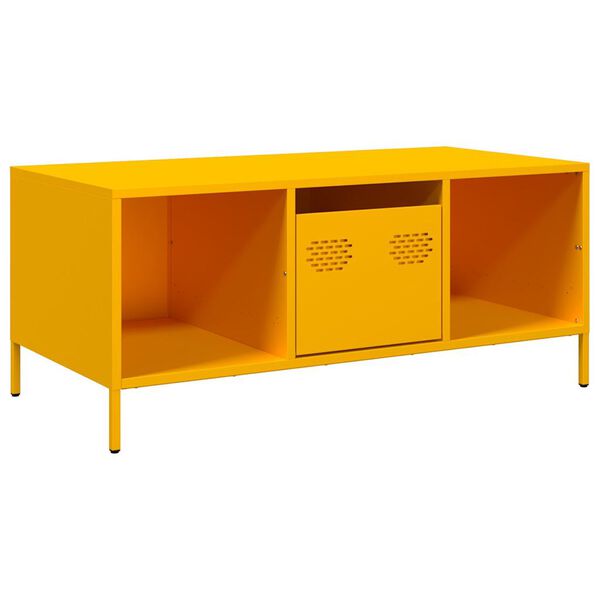 vidaXL Table basse jaune moutarde 101,5x50x43,5cm acier lamin&eacute; &agrave; froid