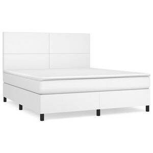 vidaXL Sommier &agrave; lattes de lit avec matelas Blanc 180x200cm Similicuir
