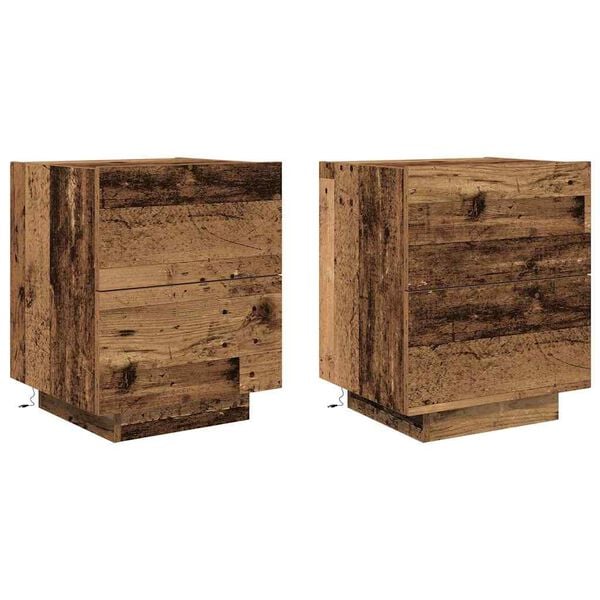 vidaXL Cabinet de chevet avec tiroir 2 pcs Bois ancien 45 x 40 x 55 cm