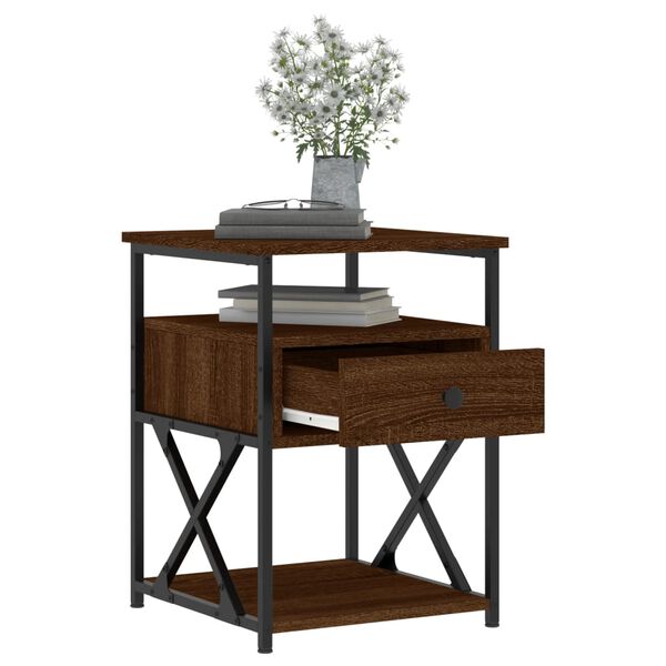 vidaXL Tables de chevet 2pcs ch&ecirc;ne marron 40x42x55cm bois d'ing&eacute;nierie