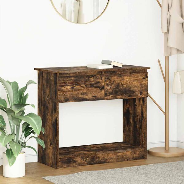 vidaXL Table console avec tiroirs ch&ecirc;ne fum&eacute; 85,5x38,5x74,5 cm