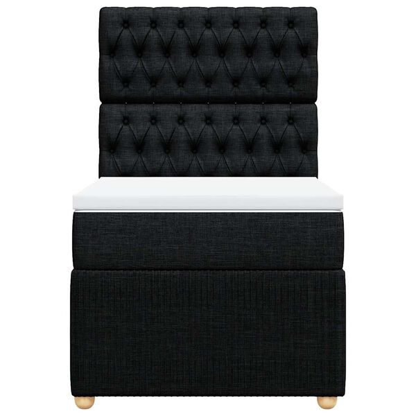 vidaXL Sommier &agrave; lattes de lit avec matelas Noir 100x200 cm Tissu