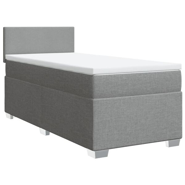 vidaXL Sommier &agrave; lattes de lit avec matelas Gris clair 90x200 cm Tissu