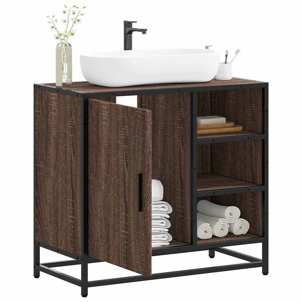 vidaXL Armoire de lavabo de salle de bain chêne marron 65x33x60 cm