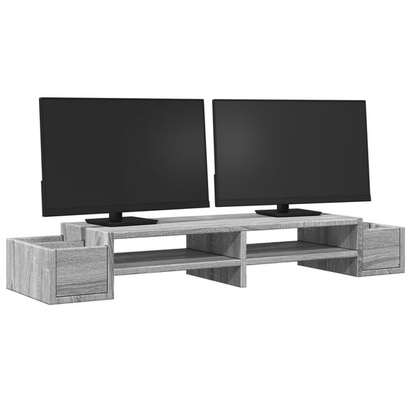 vidaXL Support de moniteur avec rangement sonoma gris bois ing&eacute;nierie