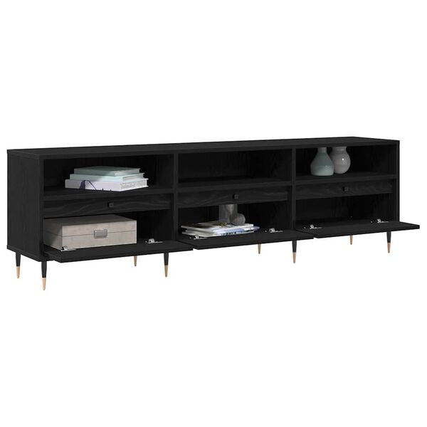 vidaXL Meuble TV Ch&ecirc;ne noir 150 x 30 x 45 cm Bois d'ing&eacute;nierie