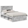 vidaXL Cadre de lit avec tiroir Uni Gris B&eacute;ton 135 x 190 cm Pin massif