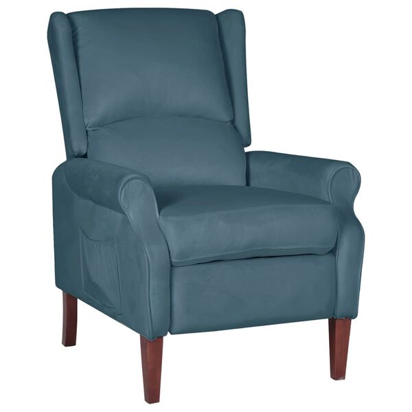 vidaXL Fauteuil inclinable Bleu Velours