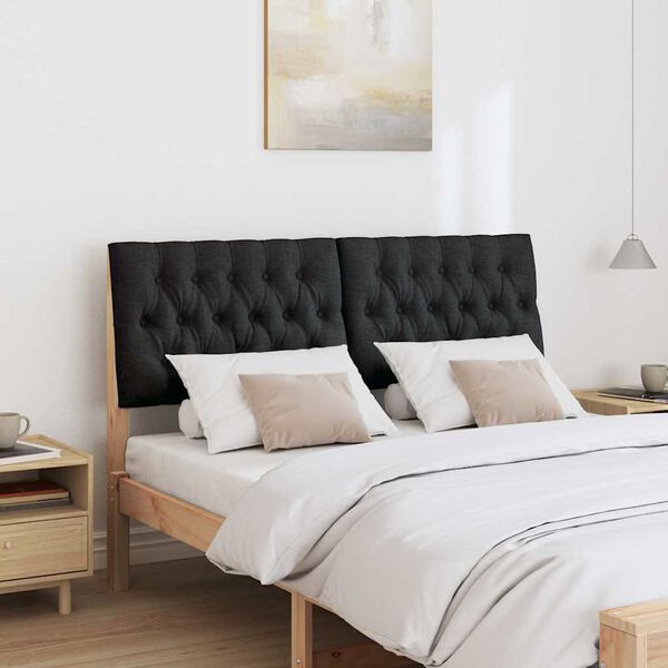 vidaXL T&ecirc;te de lit capitonn&eacute;e Noir 140 cm Pin massif
