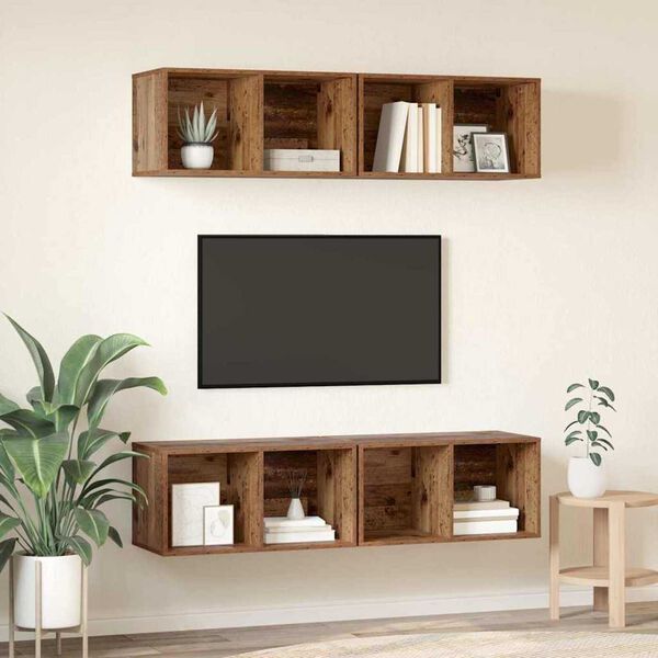 vidaXL Ensemble meuble TV 4 pcs Bois Ancien 37 x 37 x 72 cm