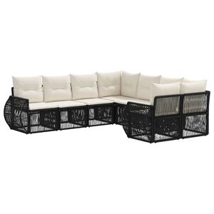 vidaXL Ensemble de canap&eacute; de jardin 8 pc 8-Nombre de places Noir