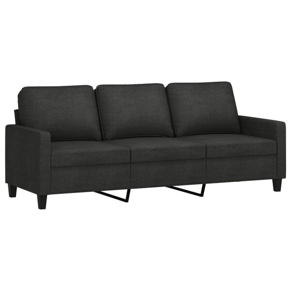 vidaXL Canap&eacute; &agrave; 3 places Noir 180 cm Tissu