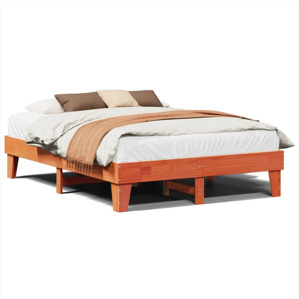 vidaXL Cadre de lit sans matelas cire marron 140x200cm bois pin massif