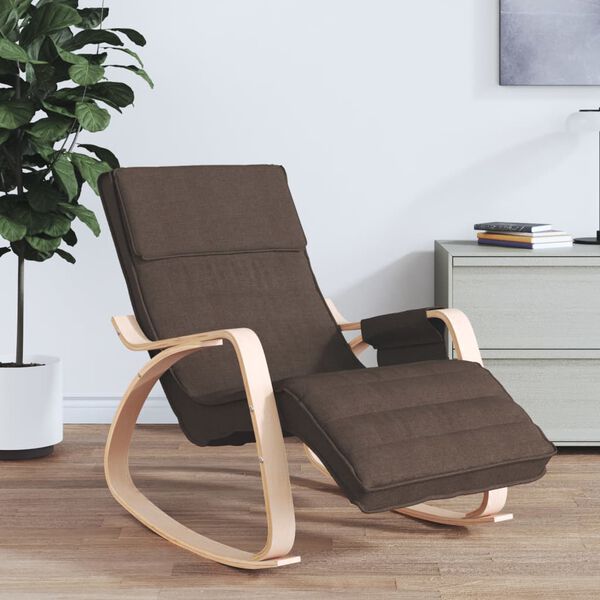 vidaXL Chaise &agrave; bascule Marron fonc&eacute; Tissu