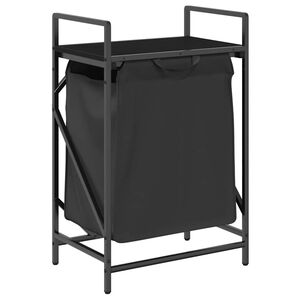 vidaXL Panier &agrave; linge 1 compartiment avec &eacute;tag&egrave;re en ch&ecirc;ne noir