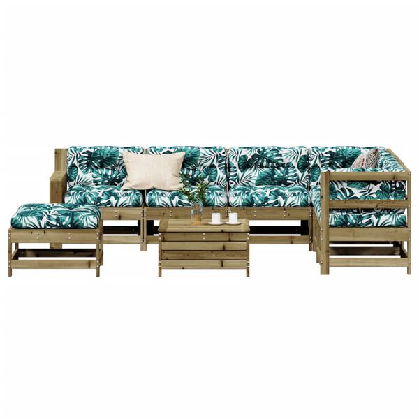 vidaXL Salon de jardin 8 pcs avec coussins bois de pin impr&eacute;gn&eacute;
