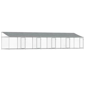vidaXL Cage pour chien avec toit/portes gris 10x2x2 m acier galvanis&eacute;