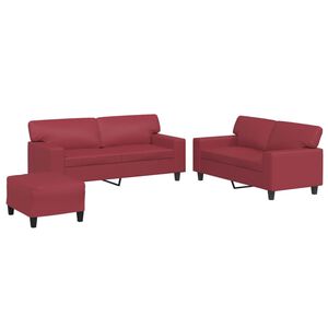 vidaXL Ensemble de canap&eacute;s 3 pcs rouge bordeaux similicuir