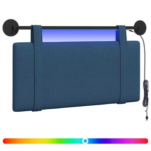 vidaXL T&ecirc;te de lit suspendue Avec lumi&egrave;re LED Bleu Tissu
