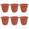 vidaXL Pot &agrave; fleurs rond 6 pc Rouge brique &Oslash; 26 x 21,5 cm Plastique