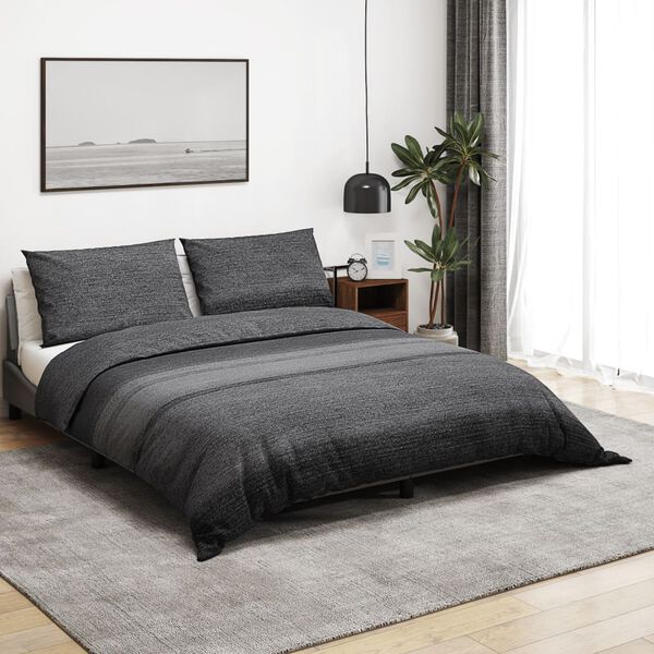 vidaXL Ensemble de housse de couette gris foncé 200x220 cm Coton