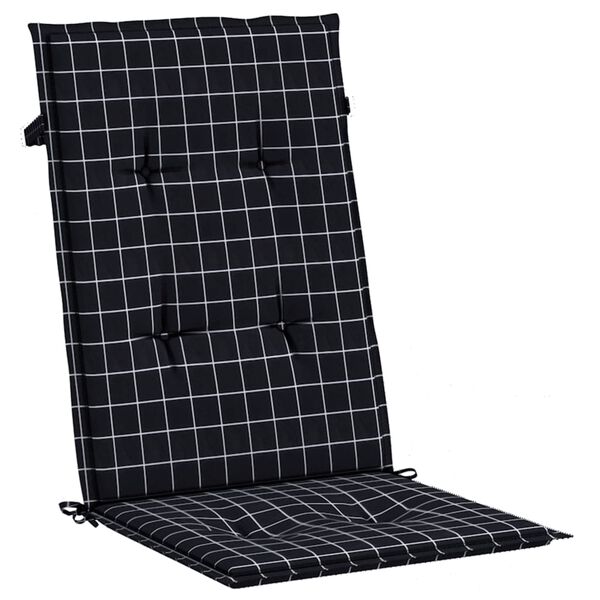 vidaXL Coussins de chaise &agrave; dossier haut lot de 4 noir &agrave; carreaux