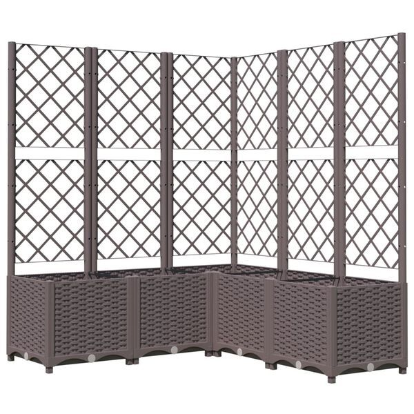 vidaXL Jardinière avec treillis Marron 120x120x136 cm PP