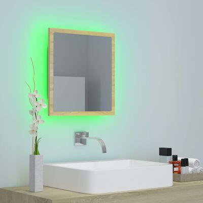 vidaXL Miroir LED de salle de bain Chêne sonoma 40x8,5x37 cm Acrylique