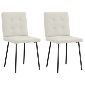 vidaXL Chaises &agrave; manger lot de 2 Cr&egrave;me Velours