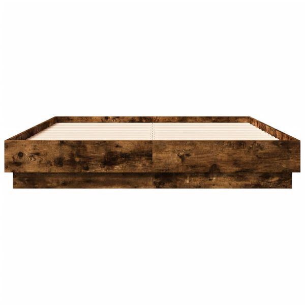 vidaXL Cadre de lit sans matelas ch&ecirc;ne fum&eacute; 135x190 cm