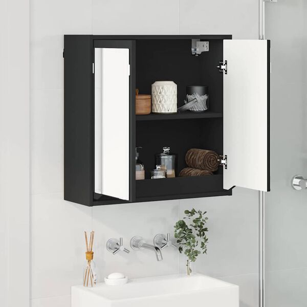 vidaXL Armoire Miroir de Salle de Bain avec porte Noir 60 x 20 x 60 cm