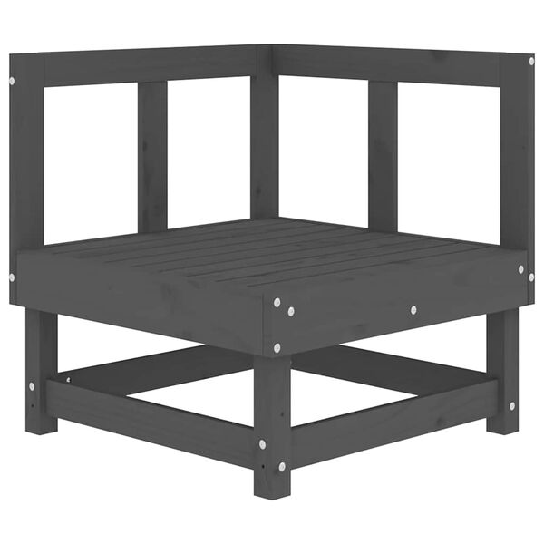 vidaXL Canapé d'angle avec coussins gris bois de pin solide
