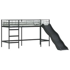 vidaXL Lit superpos&eacute; pour enfants avec toboggan Noir et anthracite