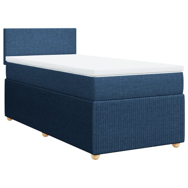 vidaXL Sommier &agrave; lattes de lit avec matelas Bleu 90x200 cm Tissu