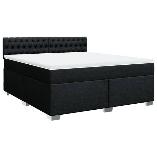 vidaXL Sommier &agrave; lattes de lit avec matelas Noir 180x200 cm Tissu