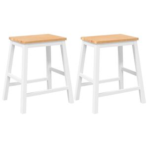 VidaXL Chaises de bar 2 pcs blanc bois massif d'h&eacute;v&eacute;a