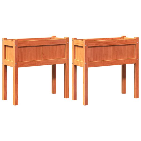 vidaXL Jardini&egrave;res 2 pcs avec pieds cire marron bois de pin massif