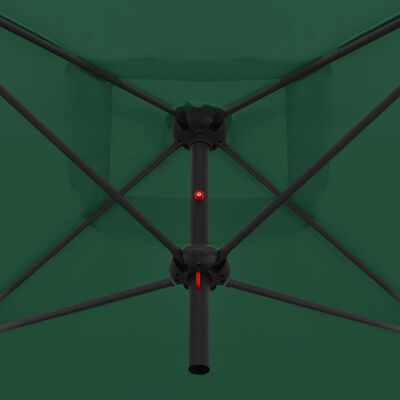 vidaXL Parasol double avec mât en acier 250 x 250 cm Vert