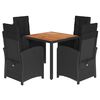 vidaXL Ensemble &agrave; manger de jardin coussins 5pcs Noir R&eacute;sine tress&eacute;e