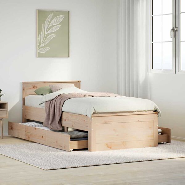 vidaXL Cadre de lit sans matelas avec tête de lit 75x190 cm pin massif